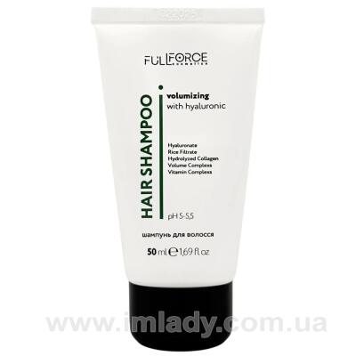 Шампунь для об'єму тонкого волосся Full Force volumizing with hyaluronic acid 50 мл